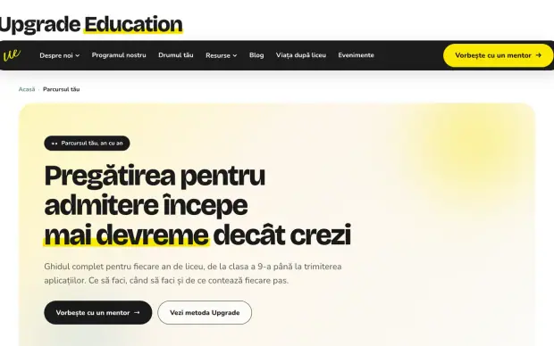 Upgrade Education website page, after the makeover 2